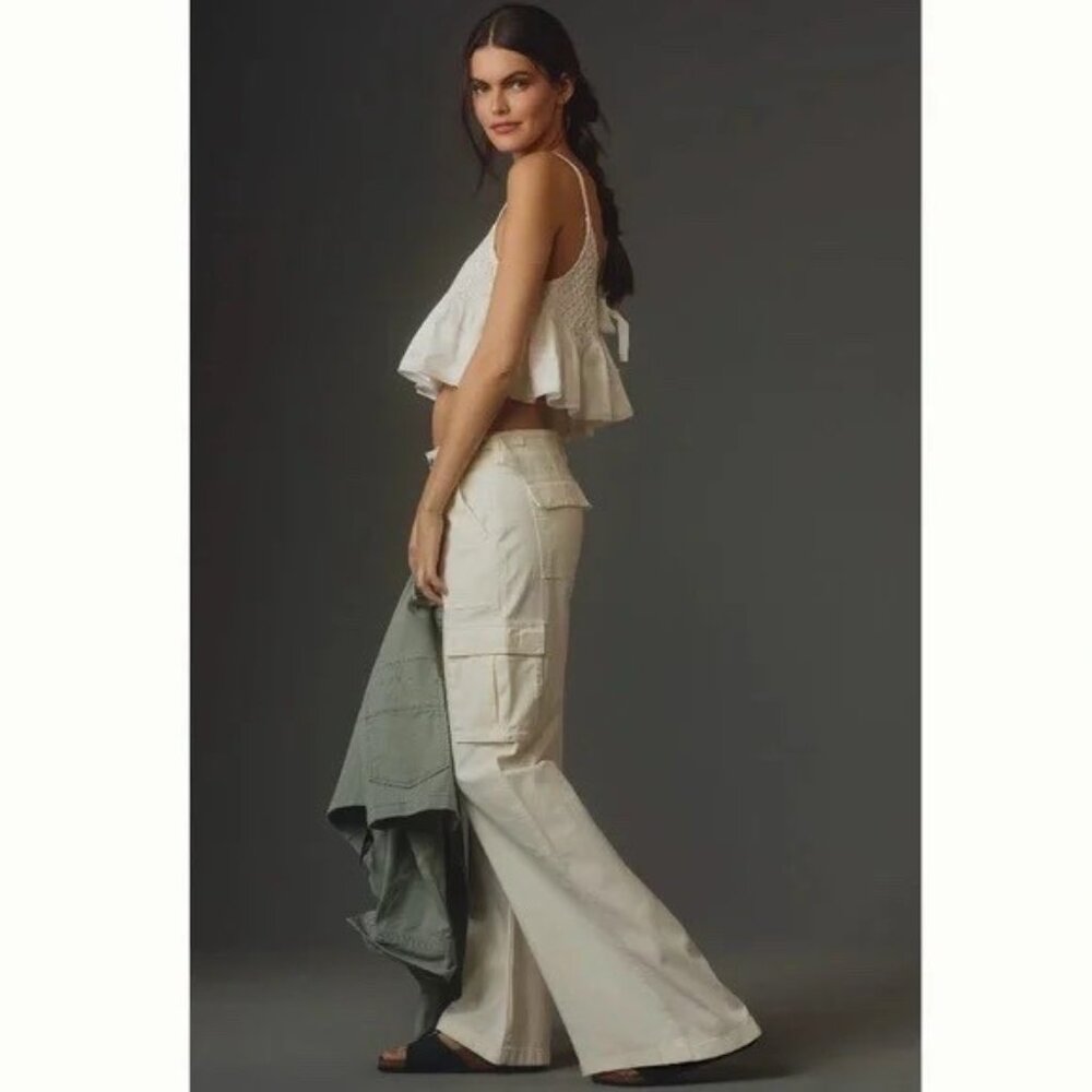 NWT Anthropologie Sanctuary Women's Reissue Cargo Pants Ivory XL - Picture 8 of 8
